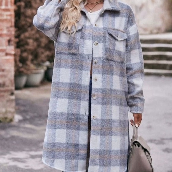 Jackets & Blazers - Blue Long Length Flannel